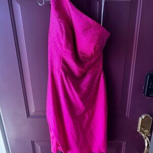 Sherri Hill Fuchsia One-Shoulder Dress